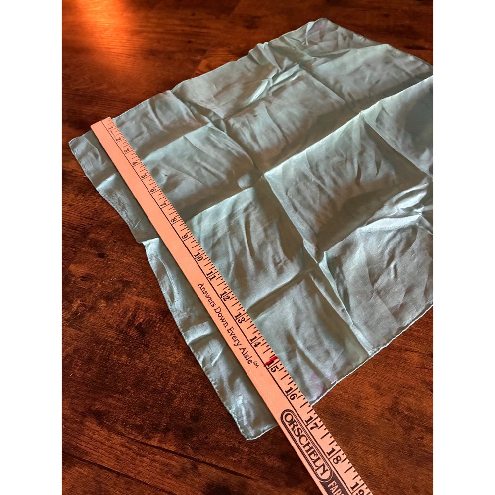 Unbranded Square Scarf Womens OS Aqua Green Excellent Vintage Sheer Silk Feel - Picture 4 of 5